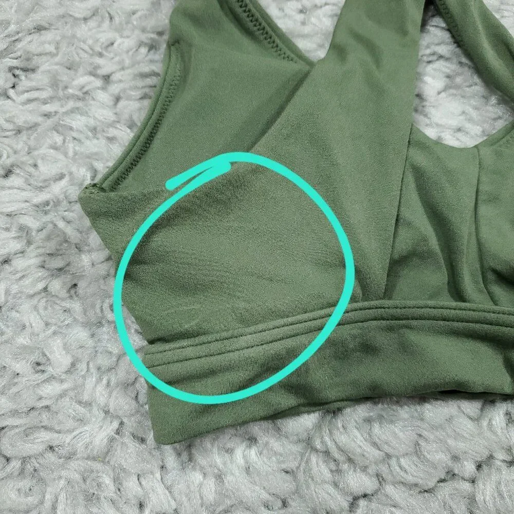 READ Offline By Aerie Real Me Ruched Sports Bra Green Size XS Padded Lined